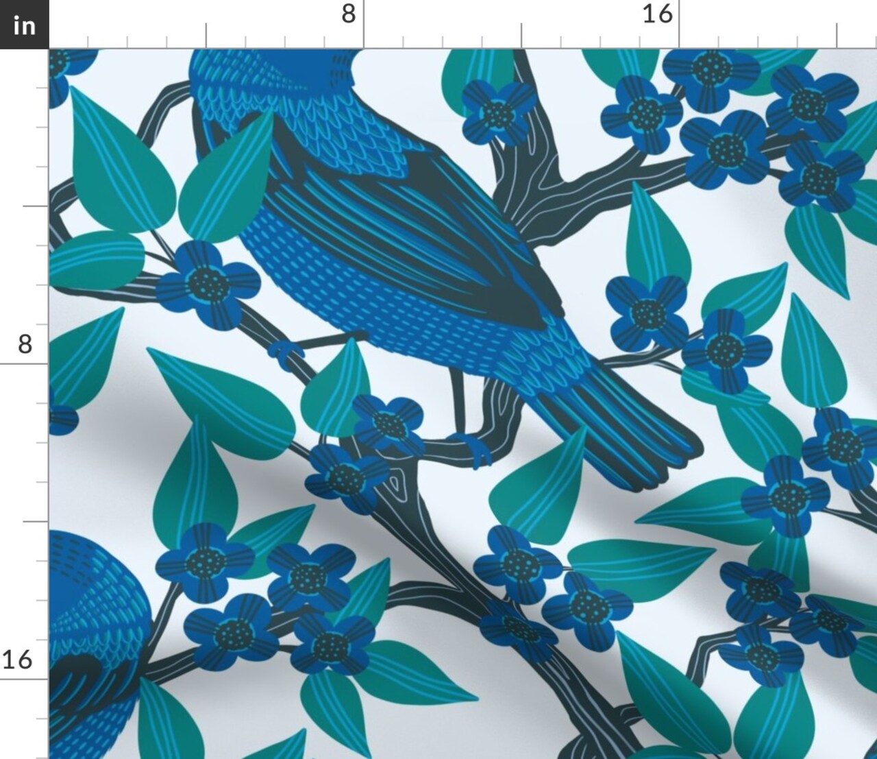 Birds Woods Tree Branches Nature Large Scale Songbird Custom Printed Fabric by Spoonflower Various Fabrics by the Yard or Fat Quarter